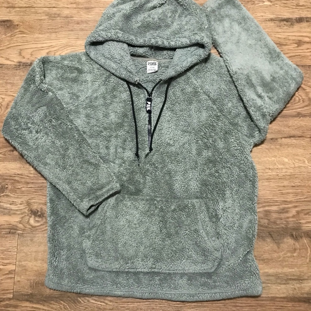 Victoria Secret PINK - Sherpa Pullover 1/4 Zip / Frosted / Women Size M
